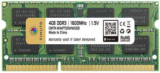 Cimuto 4GB DDR3 RAM с Скорост 1600 за Лаптоп