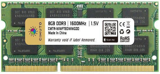 Cimuto 8GB DDR3 RAM mit Geschwindigkeit 1600 für Laptop