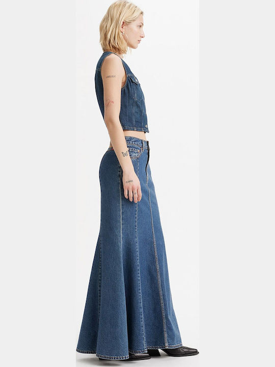 Denim Maxi Fustă Dark Aged Denim