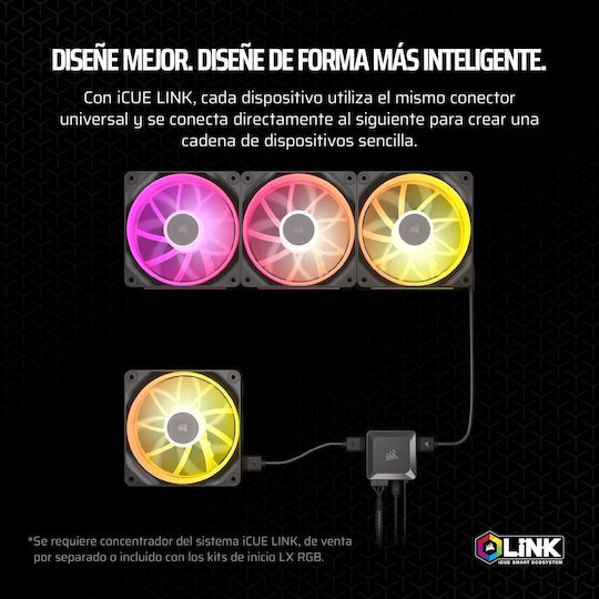 Corsair ICue Link LX120 Case Fan 2400rpm 69.9cfm with RGB Lighting and 4-Pin PWM Connection