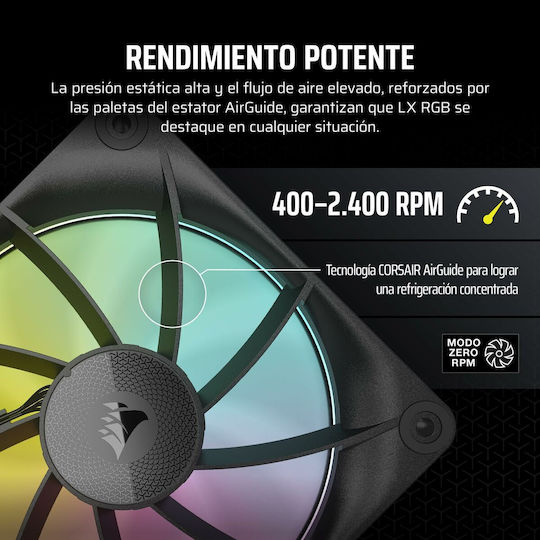 Corsair ICue Link LX120 Case Fan 2400rpm 69.9cfm with RGB Lighting and 4-Pin PWM Connection