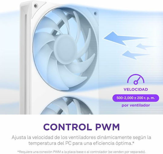 NZXT F280 Core Case Fan (2000rpm / 98.61cfm) με RGB Φωτισμό και Σύνδεση 4-Pin PWM / 4-pin NZXT RGB Λευκό