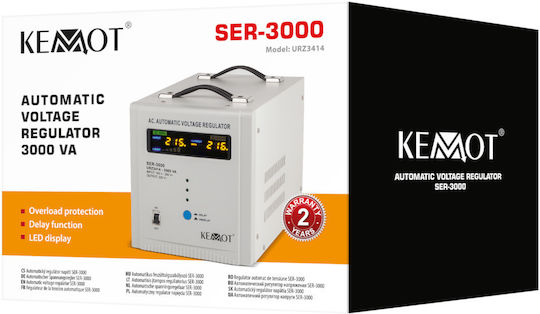 Kemot SER-3000 Σταθεροποιητής Τάσης Servo 3000VA με 2 Πρίζες Ρεύματος