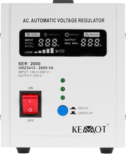 Kemot SER-2000 Voltage Regulator Servo 2000VA with 2 Sockets Current