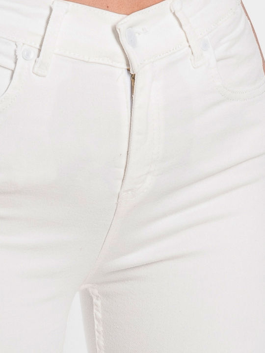 Off White Hoch tailliert Damenjeanshose in Enger Passform Off White