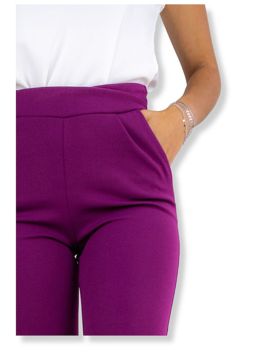 Voice Damen Hoch tailliert Krepp Hose Magenta