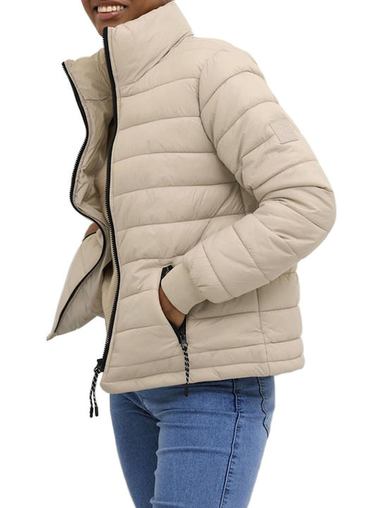 Kaffe Women's Short Lifestyle Jacket for Winter Beige