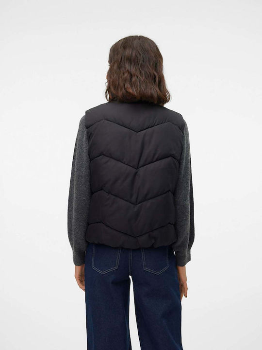 Vero Moda Kurz Damen Ärmellos Puffer Jacke für Winter Schwarz