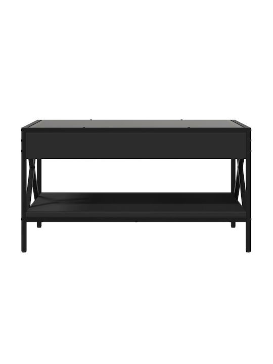 Rectangular Glass Black Side Table M70xW50xH38cm