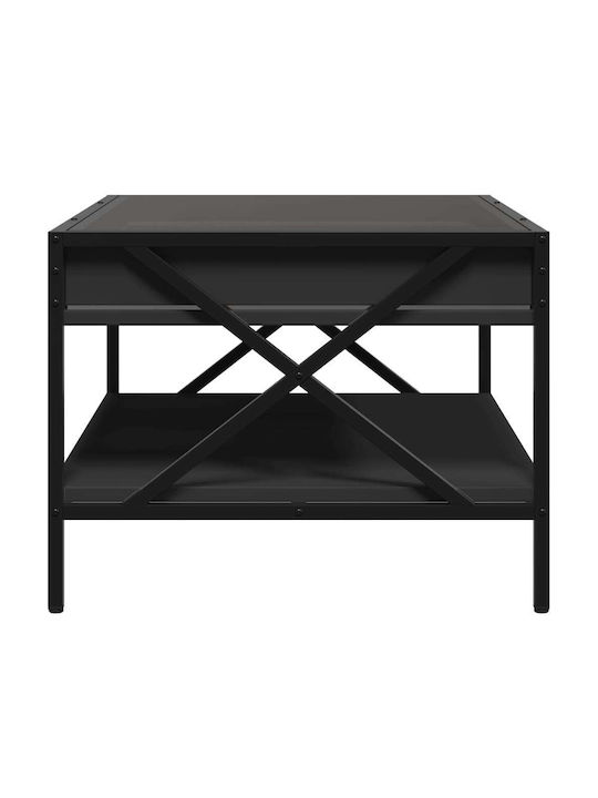 Rectangular Glass Black Side Table M70xW50xH38cm