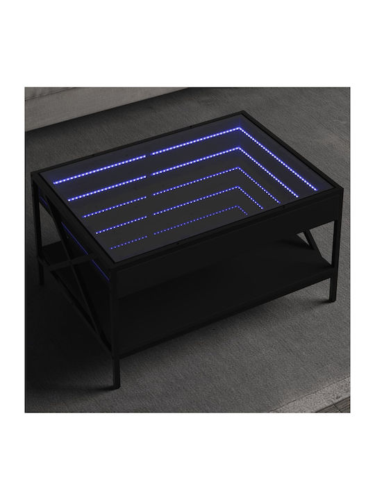 Rectangular Glass Black Side Table M70xW50xH38cm