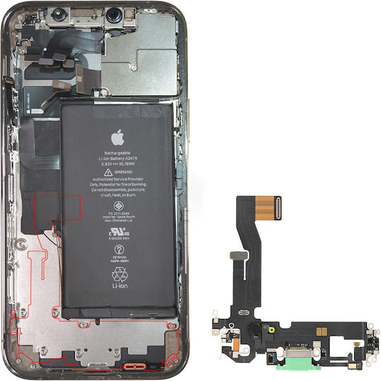 Конектор за зареждане Lightning iPhone 12 12 Pro микрофон зелен