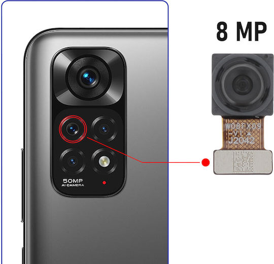 Clappio Camera Module Redmi Note 11 Ultra Wide-angle 8MP Sensor Black