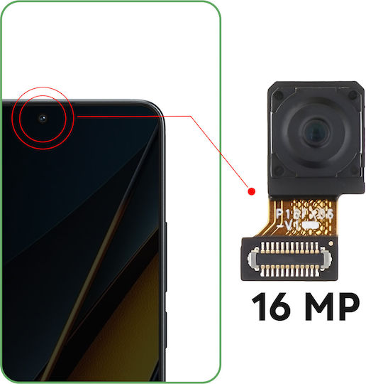 Clappio Front Camera Xiaomi Poco X6 Pro 16mp Selfie Sensor Black