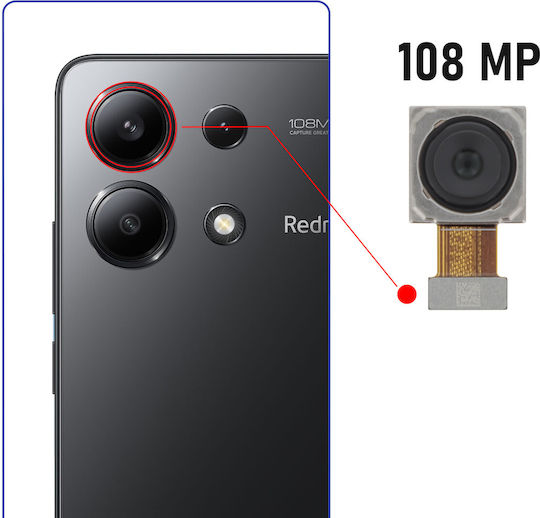 Clappio Camera Modul Redmi Note 13 4g/5g 108mp Main Sensor Black