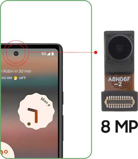 Clappio Front Camera Pixel 6a 8mp Selfie Sensor Black