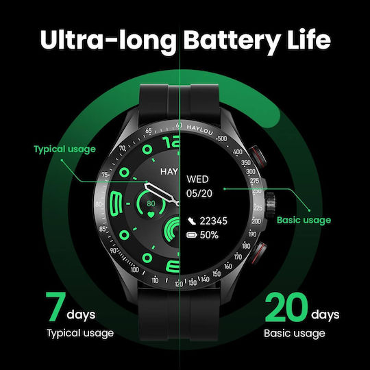 Haylou Solar Pro Smartwatch with Heart Rate Monitor (Black)