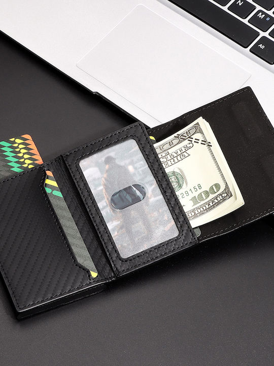 Men's Wallet Cards with RFID and Slide Mechanism Black