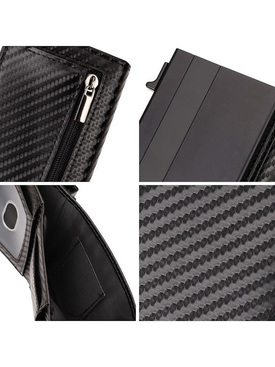 Men's Wallet Cards with RFID and Slide Mechanism Black