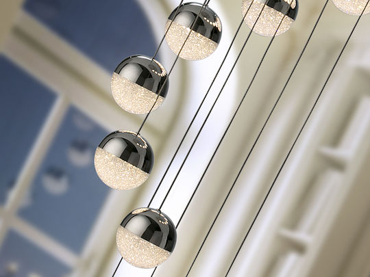Sphere Adjustable Pendant Light Silver 50cm