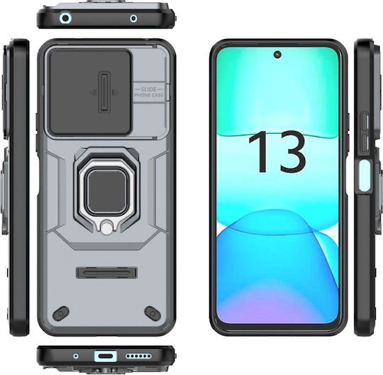 Sliding Camshield Задна корица Силикон / Пластмаса Сив (Redmi 13 / Poco M6 4G)