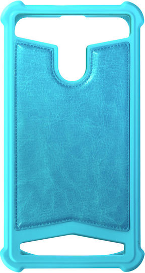 Universal Faux-leather Shock Absorbing Case 5.3" 5.5" Smartphones – Blue