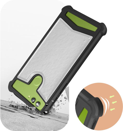 Universelle stoßdämpfende Kunstlederhülle für 4,3" 4,7" Smartphones – Silber