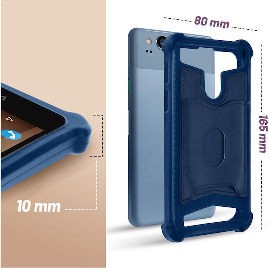 Carcasă Universală Antişoc 5.3" – 5.5" Smartphone-uri + Sloturi pentru Carduri – Albastru Închis