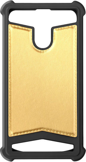 Carcasă universală din piele ecologică rezistentă la șocuri pentru smartphone-uri de 4.7" și 5.0" – Auriu Negru