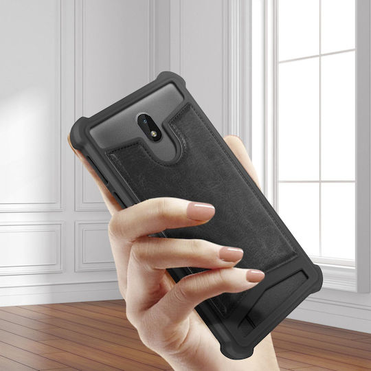 Universal Faux-leather Shock Absorbing Case 4.7" 5.0" Smartphones – Black