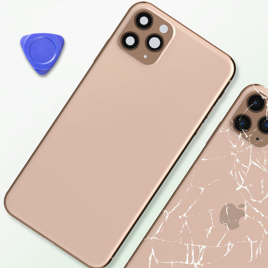 Clappio Frame Plus Battery Cover for iPhone 11 Pro Rear Window Rose Gold