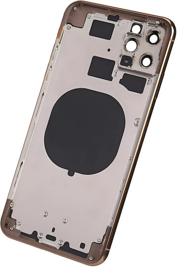 Clappio рамка + капак на батерията за iPhone 11 Pro Max заден прозорец розово злато