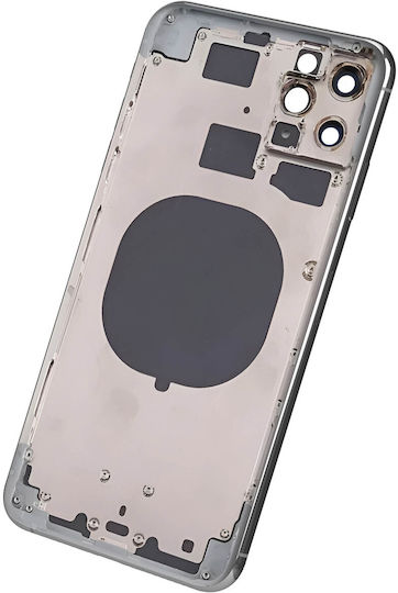 Clappio Frame + Battery Cover Iphone 11 Pro Rear Window Silver