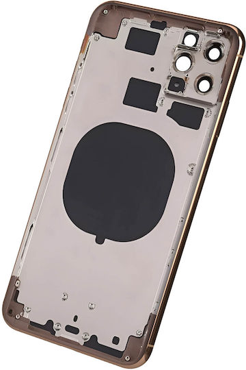 Clappio рамка + капак на батерията за iPhone 11 Pro Max заден прозорец розово злато