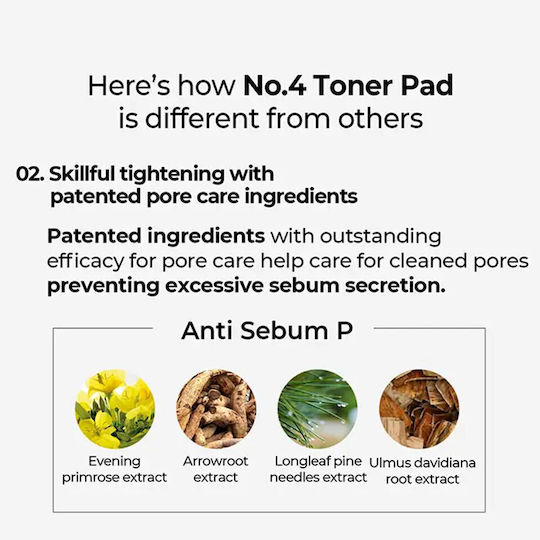 Numbuzin No4 Pore Zero Facial Toning Pads with Salicylic Acid AHA & BHA 70 Pieces