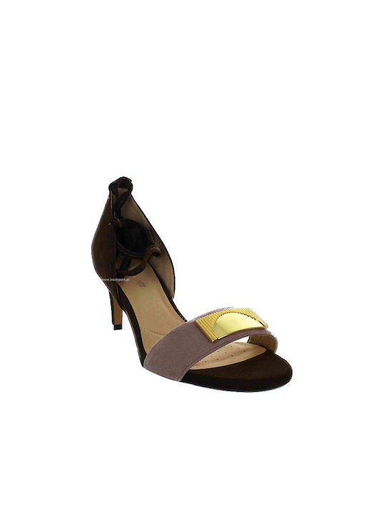 Clarks Leather Women's Sandals Amali Brown with Medium Heel