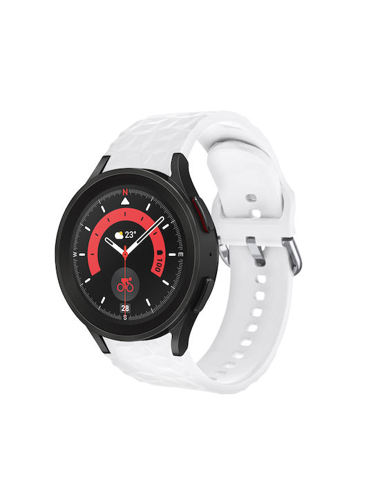 Samsung Galaxy Watch 5 5 Pro 4 Armband Silikon Diamantstruktur Weiß