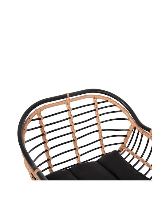 Scaun De Bar Pentru Exterior Rattan Allegra Cu Pernă Neagră Bej 55x54x108cm