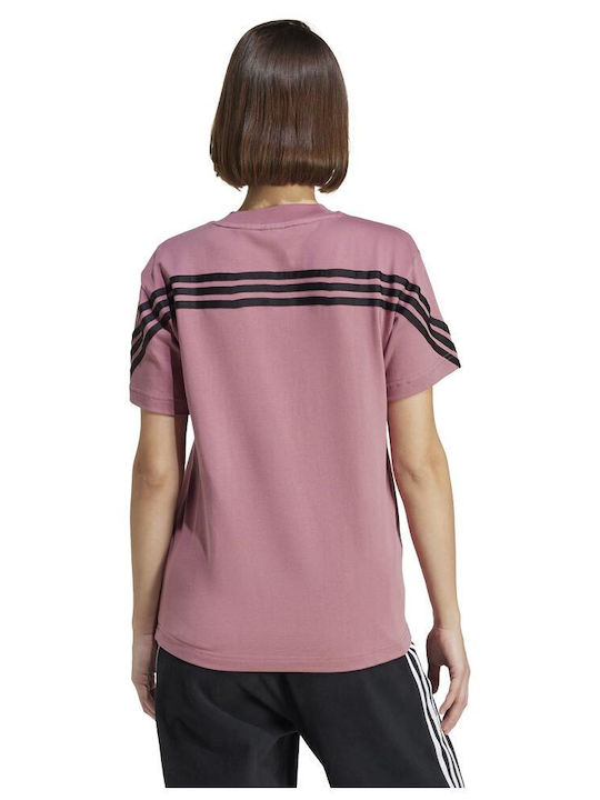 Adidas Future Icons 3-stripes Γυναικείο T-shirt Ριγέ Ροζ