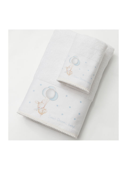 Borea Set of baby towels 2pcs Sweet Dreams White-Silver