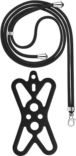 Universal Smartphone Cord Silicone Extendable Adjustable 90cm Black