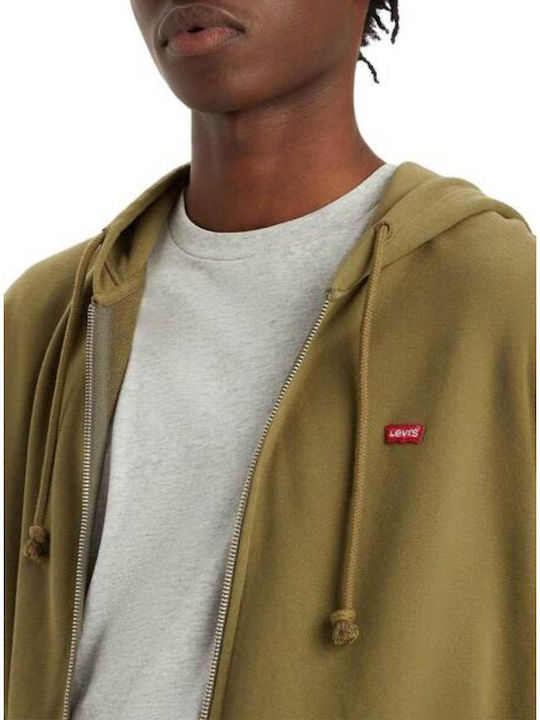 Levi's Herren Sweatshirt Jacke mit Kapuze und Taschen Beige