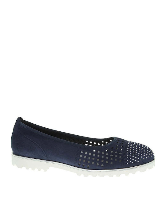 Leather Ballerinas Navy Blue