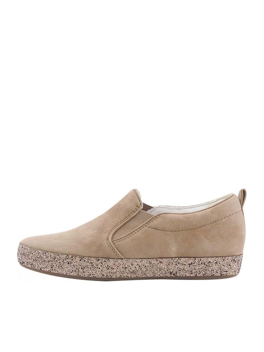 Γυναικεία Slip-On Δερμάτινα Καφέ