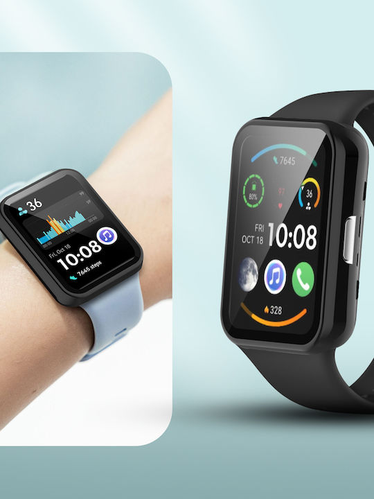 Kompletter Panzerglas Displayschutz Huawei Watch Fit 2 2 Active Schwarz