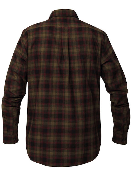 Long-sleeved Flannel Shirt Checked Khaki/Black