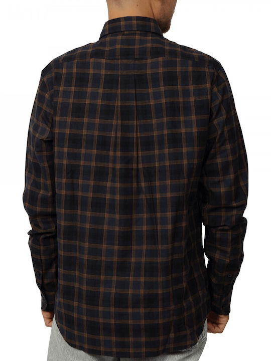 Timberland Men's Shirt Long Sleeve Flannel Checked Dark Blue / Brown