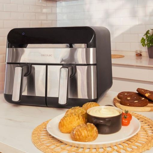 Cecotec Advance 9000 Heißluftfritteuse mit Doppel-Abnehmbarer Korb 9Es Silber
