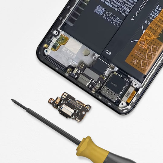 Конектор за зарядно устройство Clappio Xiaomi Mi 11i Usb C + Micro Port Черен