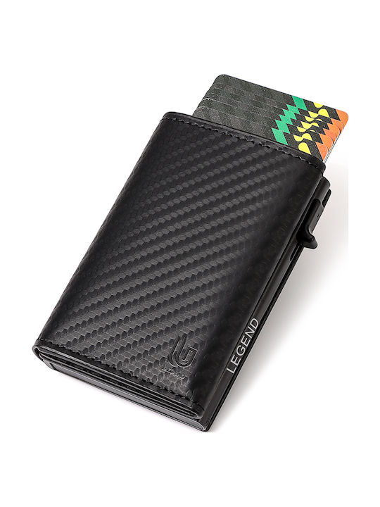Men's Wallet Cards with RFID and Slide Mechanism Black